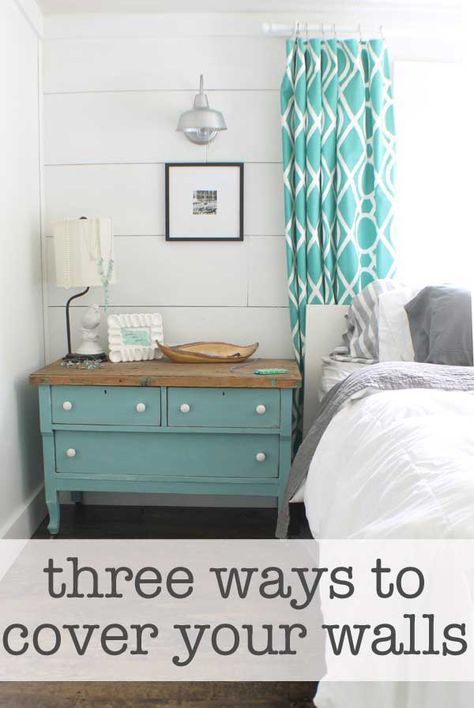 three ways to cover walls.... the neat lady lives in a double wide and has super cool decorating ideas for refinishing floors & walls. White Plank Walls, Mobile Home Walls, Relaxing Room, Modern Rustic Bedrooms, Dream Bedrooms, Wall Planks, Plank Walls, Remodeling Mobile Homes, Iron Bed