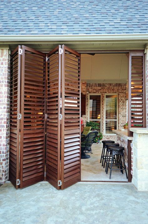 1 new message Awning Patio, Bahama Shutters, Outdoor Shutters, Partition Ideas, Shutter Blinds, Enclosed Patio, Outdoor Blinds, Shutter Doors, Custom Drapes