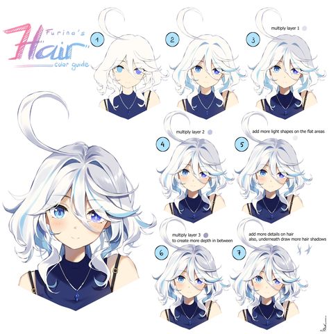 How To Draw White Hair, Coloring White Hair, White Hair Tutorial, White Hair Drawing, Shadows House, White Hair Color, Color Streaks, Anime Tutorial, Base Drawing