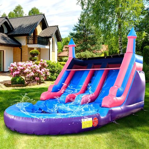 Inflatable Water Slide For Adults With Double Slides/Climbing Wall/Splashing Pool/1100W Blower Inflatable Water Park Commercial PVC Bounce House For Backyard Park Outdoor Indoor Play, 21x11x12ft 👉 item link: https://temu.to/m/ume02ufzjzi 🎉 Coupon price[$1,284.48] Big Water Slides, Slides For Kids, Backyard Park, Pool Water Slides, Inflatable Water Slides, Inflatable Water Park, Inflatable Bouncers, Summer Fun For Kids, Homemade Slime