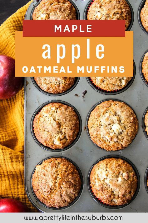 Apple Cinnamon Oatmeal Muffins, Cinnamon Oatmeal Muffins, Apple Oatmeal Muffins, Apple Cinnamon Oatmeal, Apple Oatmeal, Healthy Muffin Recipes, Apple Muffins, Lost 100 Pounds, Homemade Muffins