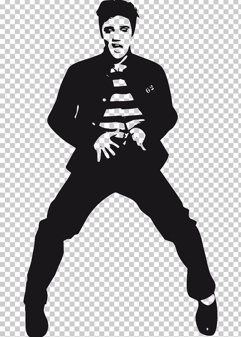 Elvis Presley Silhouette, Elvis Tattoo, Rock Drawing, Vinyl Record Painting, School Dance Ideas, Musician Art, Cartoon Trees, Jailhouse Rock, Drawing Png