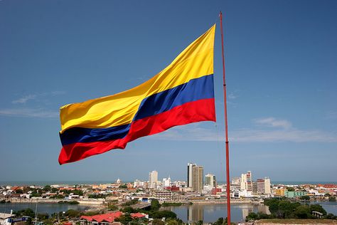 Colombian Flag in Cartagena Columbia Flag, Colombian Flag, Colombia Flag, Colombian Culture, Colombia South America, Hispanic Heritage, Flags Of The World, Positano, Modern Family