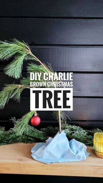 DIY Charlie Brown Christmas Tree #diychristmastree #charliebrownchristmas #charliebrownchristmastree #diychristmasdecor #christmascraftsforkids #christmascrafts How To Make A Charlie Brown Christmas Tree, How To Make A Charlie Brown Tree, Charlie Brown Tree Diy, Diy Charlie Brown Christmas Tree, Charlie Brown Tree, Charlie Brown Christmas Tree, Pine Branch, Charlie Brown Christmas, Affordable Decor