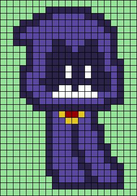 Alpha pattern #143025 | BraceletBook Pixel Art Pattern Cartoon, Pixel Art Teen Titans, Pixel Art Pattern Characters, Raven Pixel Art, Pixel Art Alpha Pattern, Large Pixel Art, Grunge Pixel Art, Pixel Art Pattern Anime, Easy Pixel Art Ideas