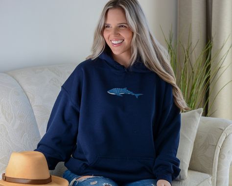 Nature Hoodie, Surf Hoodie, Beach Hoodie, Shark Hoodie, Shark Lover, Marine Biology, Whale Shark, Windy Day, Embroidered Hoodie