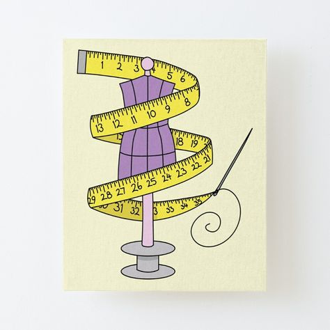 Get my art printed on awesome products. Support me at Redbubble #RBandME: https://www.redbubble.com/i/canvas-print/Sewing-Mannequin-With-Measuring-Tape-by-forfun-art/52351780.56DNM?asc=u Sewing Mannequin, Different Tools, Toy Packaging, Quirky Illustration, Tape Art, Holes In The Wall, Studio Setup, Body Drawing, Fun Art