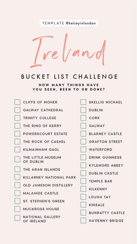 Traveling or want travel inspo? We got you covered whether you are flying solo or planning a girls getaway. Come explore with the Earth Below Girls. #traveltemplate #travelinspo #travelplanning Bucket List Challenge, Ireland Bucket List, List Challenges, Ireland Trip, The Bucket List, Ireland Vacation, Story Templates, Travel Checklist, Bucket Lists