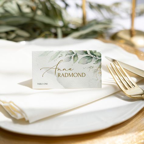 Greenery Wedding Place card Template, Editable Table card Download, AVERY Card Eucalyptus Printable Seat Cards, Tent Folded Table card GRACE Event Id, Greenery Centerpiece, Table Tents, Card Templates Printable, Place Card Template, Sage Green Wedding, Wedding Places, Table Cards, Wedding Place Cards