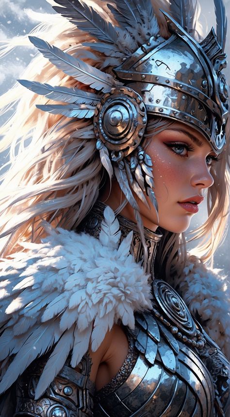 Warrior Woman Tattoo Strength, Valkyrie Angel, Viking Lady, Valkyrie Fantasy Art, Valkyrie Costume Diy, Dark Valkyrie, Warrior Queen Art, Valkyrie Character Design, Viking Goddess