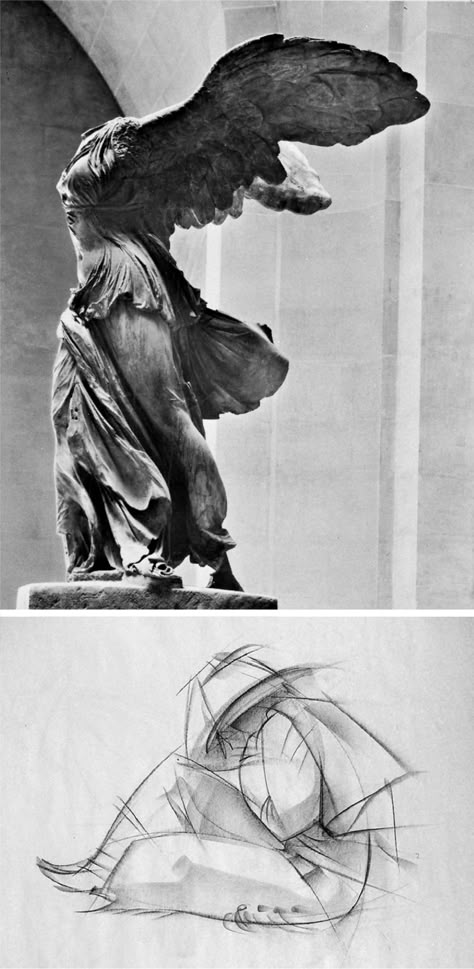 Nike Of Samothrace Drawing, Nike Statue Tattoo, Nike Of Samothrace Tattoo, Samothrace Tattoo, Gestural Drawing, Nike Tattoo, Greece Tattoo, Nike Of Samothrace, Famous Sculpture