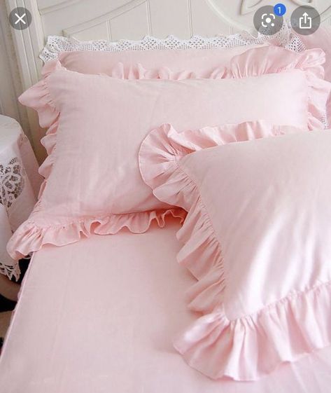 Ruffle Pillow Case, Pink Pillow Cases, Cottage Pillows, Pillow Case Bed, Princess Bedroom, Pink Sheets, Ruffle Pillow, Pink Cottage, Handmade Pillowcases