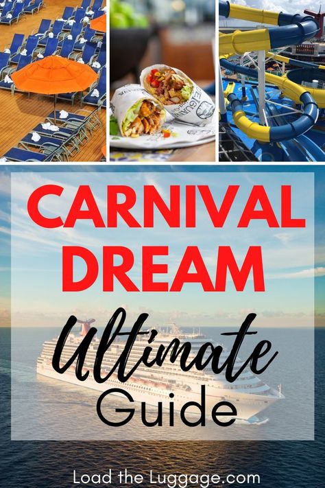 The ultimate guide to the Carnival Dream cruise ship.  Everything you need to know about the staterooms, cruise food and restaurants and things to do on Carnvial Dream.  Before sailing on your next family cruise vacation or couples get away read this ship guide. Carnival Dream Cruise Ship, Carnival Cruise Food, Carnival Cruise Tips, Carnival Dream, Cozumel Cruise, Family Ski Vacation, Spring Break Cruise, Carnival Ships, Cruise Activities