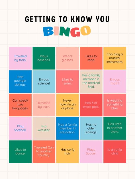 Human Bingo Templates - 20 Free PDF Printables | Printablee Get To Know You Bingo Free Printable, Fun Bingo Template, 2024 Bingo, Camping Bingo, Human Bingo, Custom Bingo Cards, Bingo Books, Road Trip Bingo, Summer Bingo