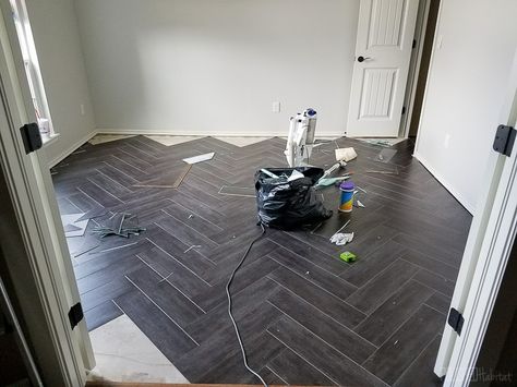 herringbone-floor-21 Bedroom Flooring Ideas Master, Bedroom Flooring Ideas, Cheap Basement Remodel, Basement Remodeling Diy, Guest Bedroom Remodel, Kids Bedroom Remodel, Waterproof Laminate Flooring, Small Bedroom Remodel, Basement Remodel Diy