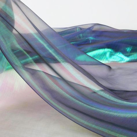 Blackish Green Shiny Holographic Iridescent Color Shimmer - Etsy Holographic Fabric, Holographic Iridescent, Iridescent Fabric, Tie Dye Crafts, Iridescent Color, Iridescent Green, Blue Sheers, Hat Ideas, Organza Fabric