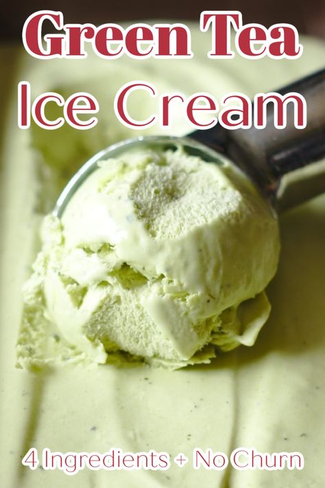 Green Tea Ice Cream – An easy summer dessert made with only 4 ingredients! This refreshing recipe is inspired by Japanese flavors and it’s so easy to make! Green Tea Ice Cream | Matcha Ice Cream | No Churn Ice Cream | Ice Cream Recipe Honeydew Ice Cream, Matcha Ice Cream Recipe, Ice Cream Matcha, Milk Recipes Dessert, Ice Cream No Churn, Easy Summer Dessert, Green Tea Ice Cream, Tea Ice Cream, Matcha Ice Cream