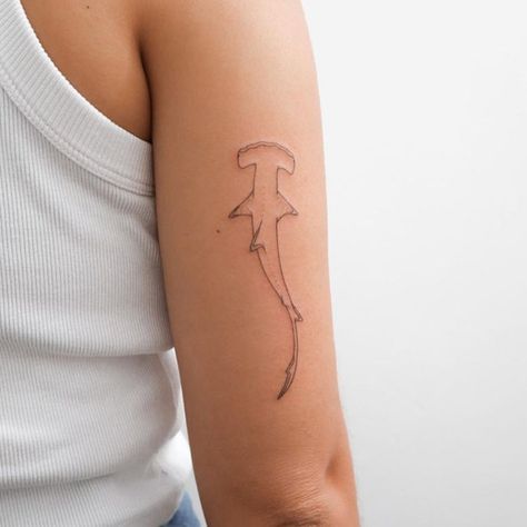 hammerhead shark line tattoo Simple Shark Tattoos For Women, Hammerhead Shark Outline, Shark Line Tattoo, Shark Outline Tattoo, Simple Shark Tattoo, Shark Outline, Small Shark Tattoo, Shark Tooth Tattoo, Tooth Tattoo