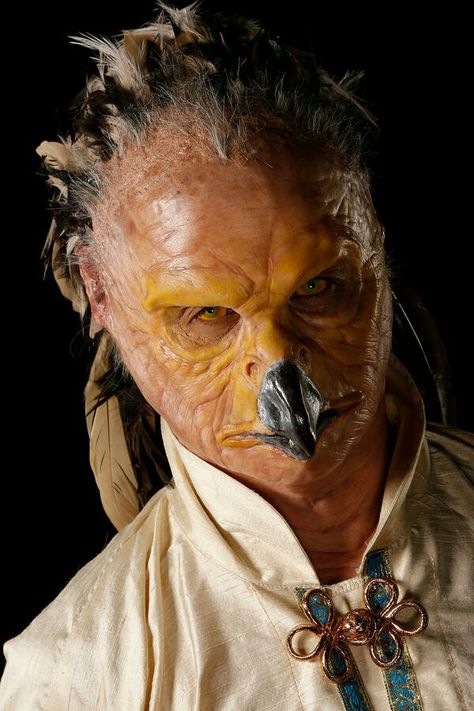 Close up of George's Eagle Master. Eagle Makeup, Face Off Syfy, Special Effects Makeup Artist, Creature Ideas, Eagle Eyes, Prosthetic Makeup, Star Trek Art, Fantasy Concept, Special Effects Makeup