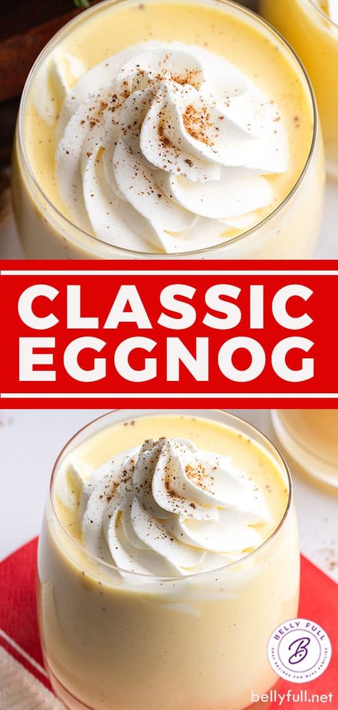 Egg Nogg Recipe, Best Eggnog Recipe, Homemade Eggnog Recipe, Alcoholic Eggnog, Eggnog Cocktail, Classic Eggnog, Eggnog Recipe Homemade, Party Bites, Homemade Eggnog