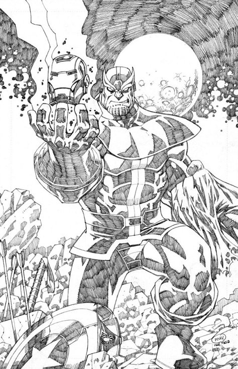 Thanos beats the Avengers by Pipin Tobing Fat Thor, Marvel Art Drawings, Comic Art Sketch, Drawing Superheroes, Comic Book Drawing, Marvel Coloring, Marvel Tattoos, Marvel Drawings, Comic Book Artwork