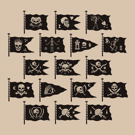 Pirate iconography / Ubisoft :: Behance Pirate Flags, Pirate Illustration, Pirate Tattoo, Pirate Art, Pirate Flag, Pirate Life, Fantasy Map, Graphic Wallpaper, Illustration Graphic Design