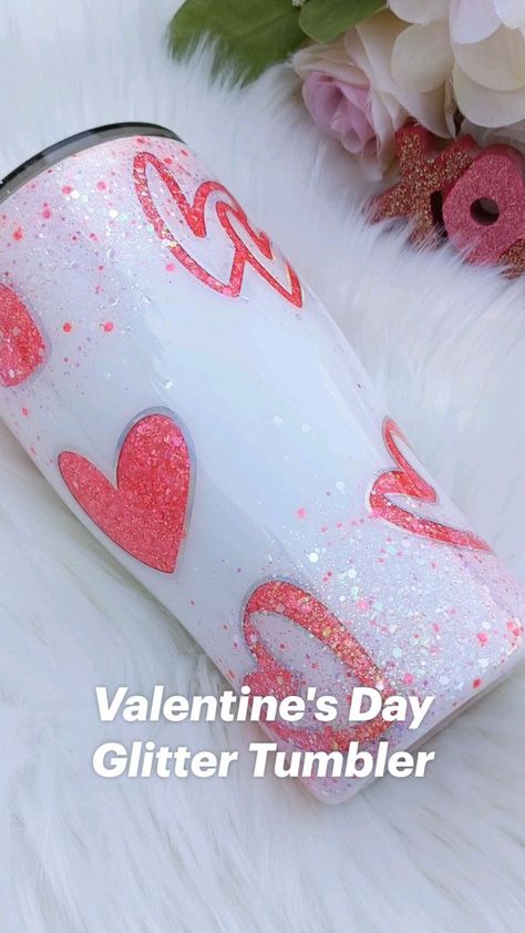 Valentines Cups, Epoxy Tumbler Ideas, Glitter Tumbler Ideas, Valentines Tumbler, Yeti Cup Designs, Valentine Tumbler, Tumbler Inspiration, Cups Ideas, Tumbler Cups Personalized