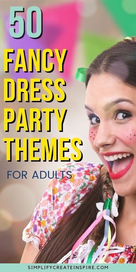 Take your next party to the next level with unique and exciting fancy dress party themes! Whether you’re planning a costume ball, a themed birthday bash, or just a fun get-together with friends, these ideas will inspire you to create a memorable event. From classic movie characters to whimsical fairytales and beyond, these themes will spark creativity and ensure your guests have a blast dressing up. Ready to choose the perfect theme for your party? Party Theme Dress Up, Fancy Dress Outfits Costume Ideas, Simple Characters To Dress Up As, March Party Themes Ideas, Costume Ball Ideas, Fancy Dress Themes Ideas, Birthday Party Dress Up Themes, Costume Birthday Party Ideas, Dress Up Themes For Parties