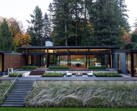 Outdoor Chapel, Residential Exterior, Hummingbirds Photography, California Architecture, Lake Washington, Natural Building, Forest House, House Architecture Design, Dream House Exterior