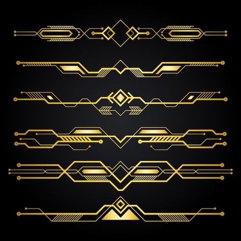 Art Deco Cyberpunk, Gaming Design Ideas, Art Deco Lines Pattern, Art Deco Frame Design, Art Deco Ornament, Art Deco Ornaments, Art Deco Designs, Art Deco Illustration Graphics, Art Deco Color Palette