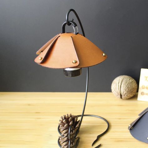 Leather Lampshade Diy, Leather Lampshade, Leather Lamp, Task Lamp, Georgia Homes, Wood Floor Lamp, Diy Lamp Shade, Design Accessories, Simple Leather