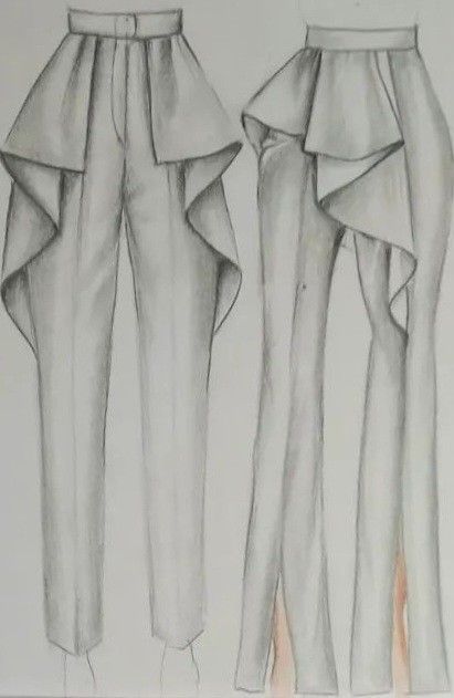 Pants Design Drawing, Pants Sketch, Fashion Model Sketch, Fashion Illustration Poses, Fashion Illustration Tutorial, Fashion Dream Job, Fashion Illustration Collage, Illustration Tutorial, Sketch Fashion