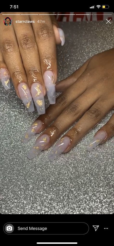 Nails With Foil Design, Smoky Nails, Wet Nails, Brown Hands, 21st Birthday Diy, Nye Nails, Nails With Gold, Acrylic Ideas, Glamorous Nails