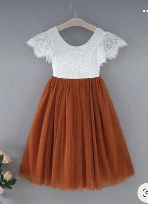 Flower Girl Dresses Terracotta, Terracotta Flower Girl Dress, Winter Flower Girl Dress, Winter Flower Girl, Fall Flower Girl Dresses, Boho Flower Girl Dress, White Backless Dress, Rust Wedding, Orange Bridesmaid