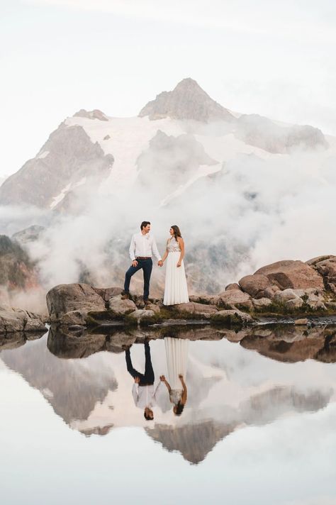 Artist Point | Mt Baker | North Cascades Elopement Artist Point Elopement, Artist Point Washington, Wilderness Elopement, Winter Engagement Photos Outfits, Diablo Lake, Lake Photoshoot, Alaska Wedding, Mt Baker, Washington Elopement