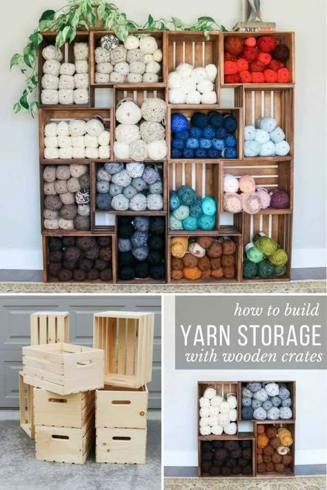 Yarn Storage Ideas Small Spaces, Yarn Storage Ideas, Yarn Room, Knitting Yarn Storage, Yarn Display, Knitting Room, Small Craft Rooms, Yarn Organization, Dream Craft Room