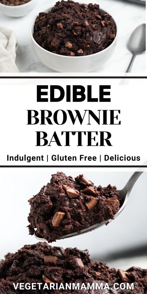 Vegan Brownie Batter, Brownie Batter Recipe, Edible Brownie Batter Recipe, Edible Brownie Batter, Baking Brownies, Bake Brownies, Vegan Chocolate Bars, Edible Cookie Dough Recipe, Gluten Free Candy