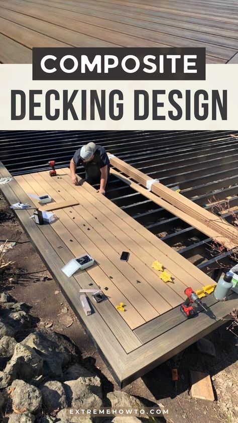 Dive into the world of composite decking with our comprehensive guide. Learn everything you need to know about this popular wood alternative for decks. From installation tips to design ideas, we've got you covered. Discover the benefits of composite materials, including durability, low maintenance, and eco-friendliness. Get inspired and create a deck that lasts! Composite Deck Ideas, Steel Deck Framing, Outdoor Curb Appeal, Composite Decking Designs, Deck Framing, Backyard Dreams, Deck Building, Dream Deck, Wood Railing