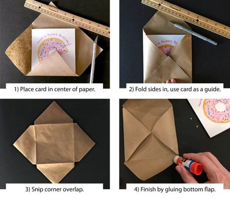 DIY Envelope Instructions > Craftidly Big Envelope Diy, How To Make A Big Envelope, How To Make An Envelope Out Of Paper Rectangle, Diy 5x7 Envelope, Rectangular Envelope Diy, Free Printable Birthday Cards, Pocket Envelopes, Square Envelopes, How To Make An Envelope