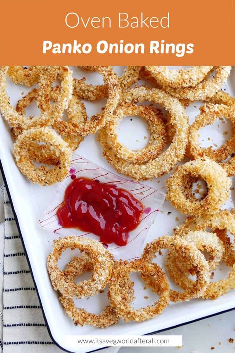 Panko Onion Rings, Vegan Onion Rings, Baked Onion Rings, Baked Onion, Crispy Quinoa, Baked Onions, Vegetable Appetizers, Vegan Baked, Veggie Snacks