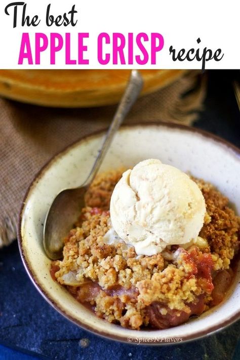 The ultimate combination of baked apples and the crispy crumble topping with a punch of cinnamon - this Best Apple Crisp Recipe screams Fall in every bite. Make it traditional with oatmeal or without oats; make it for one, for two or for a crowd this simple and easy Apple Crisp is sure a party pleaser. The only Make ahead dessert you need this Fall!! A perfect Christmas morning breakfast recipe too #fall #recipe #thanksgiving #holidays #apples Apple Crumble Recipe Easy, Homemade Apple Crumble, The Best Apple Crisp, Vegetarian Holiday Recipes, Best Apple Crisp Recipe, Easy Apple Crisp, Morning Recipes Breakfast, Best Apple Crisp, Easy Apple Crisp Recipe