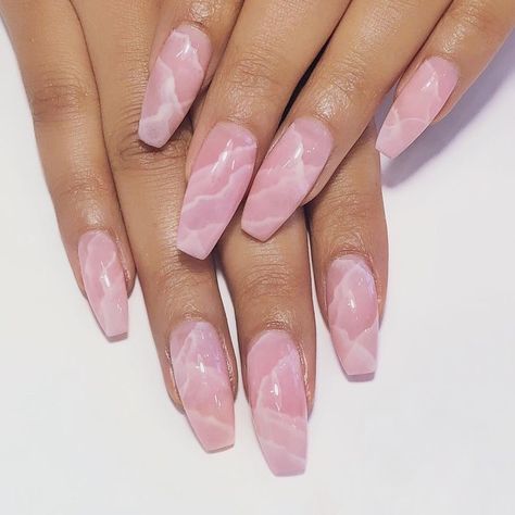 Marble Acrylic Nails, Rose Quartz Nails, Jade Nails, Quartz Nail, Marble Cake, Pink Nail, Pink Acrylic Nails, Marble Nails, Acrylic Nails Coffin