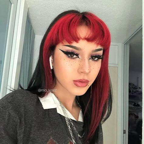 Stunning red money piece bangs on @mia_lxpez #lunartides #redhair Red Bangs, Red Hair Inspo, Dyed Red Hair, Hair Color Streaks, Money Piece, Bright Red Hair, Beautiful Hair Color, Hair Inspiration Color, Cut My Hair