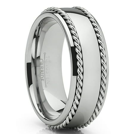 Tungsten Carbide is ranked second hardest next to diamond on the Mohs scale, diamond being a 10 followed by Tungsten Carbide as 9. All of our Tungsten rings are Cobalt Free and hypoallergenic. Our rings will not cause skin irritations or turn your fingers green. Due to the Hardness of Tungsten, these rings can be laser engraved, but not hand engraved. All ring come with a 30 days 100% Money Back Guarantee and a FREE ring Box. Size: 7.  Color: Silver.  Gender: male.  Age Group: adult. Tungsten Carbide Mens Rings, Engraved Silver Ring, Meteorite Wedding Band, Black Tungsten Wedding Band, Modern Wedding Band, Mens Wedding Bands Unique, Titanium Rings For Men, Promise Rings For Guys, Mens Wedding Bands Tungsten