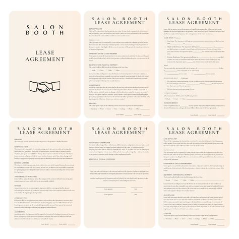 Salon Booth Lease Agreement Salon Contract Agreement, Booth Rent Salon, Salon Booth Rental, Lease Agreement Free Printable, Salon Reception Area, Room Rental Agreement, Beauty Salon Ideas, Rental Contract, Salon Business Plan