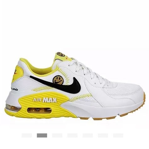 Nike Air Max Excee Smiley Face Sneaker Yellow White Go the Extra Smile Women 7.5 Air Max Excee, Nike Air Max Excee, Face Icon, Smiley Face, Air Max Sneakers, Smiley, Yellow White, Air Max, Nike Air Max