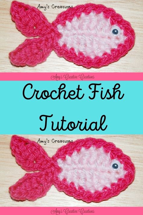 How to Crochet Fish Applique Tutorial #crochetfish #crochet #crochetpattern #fish #crochet #crochetpatterns Crochet Fish Applique Pattern Free, Fish Granny Square, Crochet Fish Applique, Easy Crochet Applique, Crochet Fish Pattern Free, Crocheted Bookmarks, Appliqué Crochet, Crochet Ocean, Fish Applique