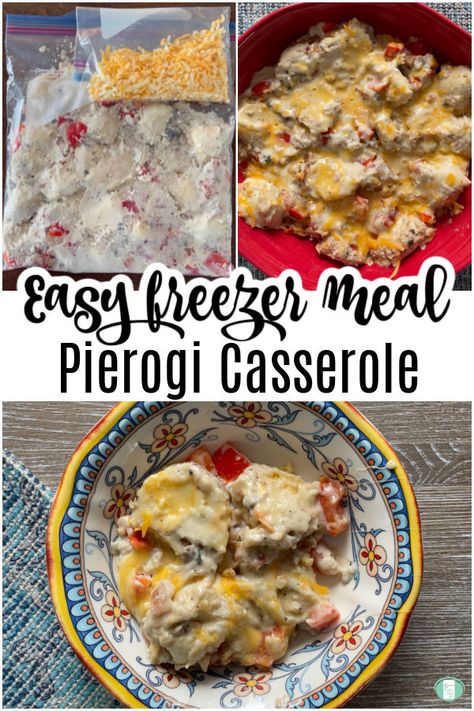 Change dinner up tonight with this pierogi casserole. It can also be made as an easy freezer meal. #freezermeals101 #comfortfood Freezer Meals Ziploc Bags, Freezer Meal Prep Recipes, Freezer Casseroles, Freezer Ideas, Casserole To Freeze, Pierogi Casserole, Camping Meal Planning, Best Freezer Meals, Freezer Meal Recipes