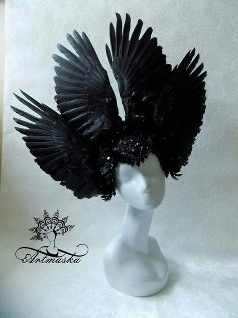 Headdress Raven | Etsy Headgear Aesthetic, Black Feather Crown, Black Feather Headpiece, Crow Headpiece, Raven Headpiece, Raven Headdress, Black Headdress, Witch Headdress, Fantasy Headpieces