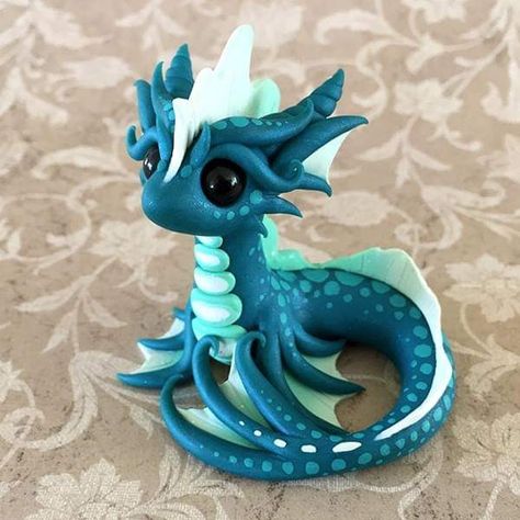 Polymer Dragon, Water Elemental, Polymer Clay Kunst, Clay Dragons, Dragon Ideas, Polymer Clay Dragon, Ice Dragon, Dragon Crafts, Clay Dragon